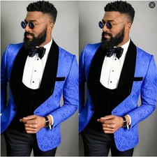 Royal Blue Paisley Men's Suits