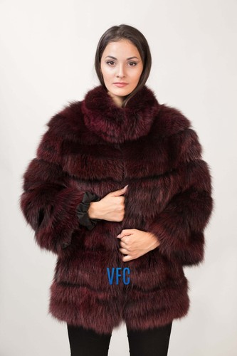 Burgundy fox fur - fur, jacket,