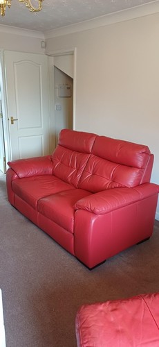 Leather sofa red - in, made