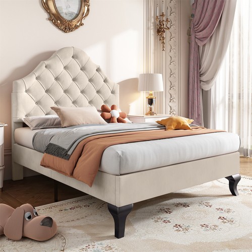 Velvet upholstered bed - velvet, single