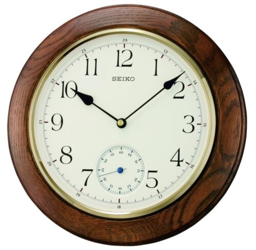 Seiko clocks round wooden oak - round,