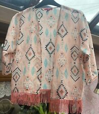 Girls Fringed Kimono Jacket,Aztec Style Pattern, Age 11-12 Years, Primark
