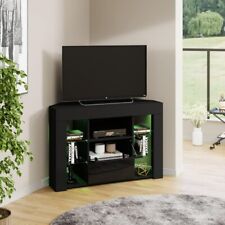 Modern Corner TV Unit Stand Entertainment Center LED Cabinet High Gloss Front