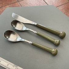 RETRO DENBY TOUCHSTONE STONEWARE HANDLE CUTLERY SPARES GREEN / BROWN