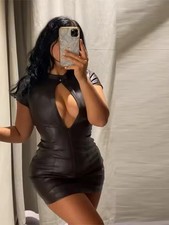 Zara Brown Leather Mini Dress