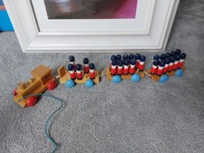 Vintage Old Wooden Pull Along Kids Train