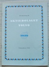 VOLVO Car Company Annual Report For 1954 SWEDISH TEXT