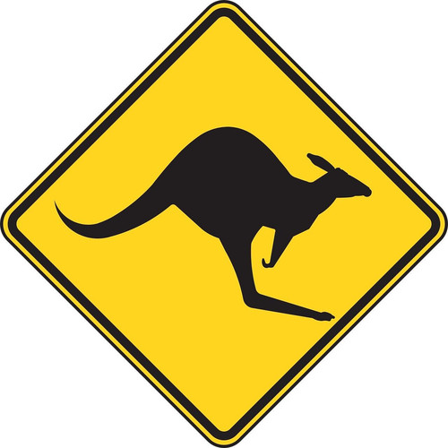 Kangaroo crossing sign - kangaroo,