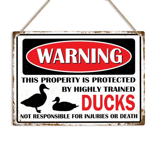 Warning ducks metal sign - ducks,