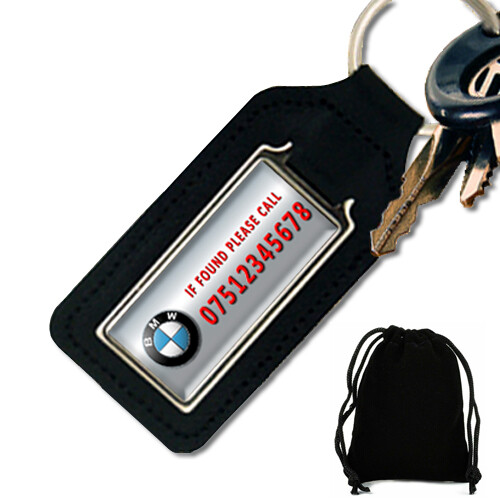 Leather oblong keyring - leather,