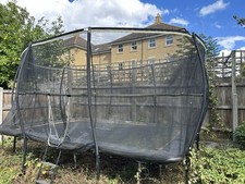 Rebo Rectangular 14x10 Ft Trampoline with Enclosure Safety Net
