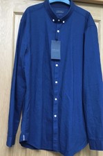 Zara Man New Slim Fit Royal Blue Long Sleeve Button Collar Formal Shirt  XXL