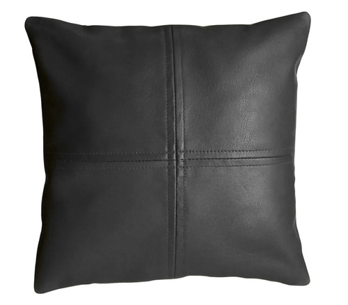 Black leather pillow cover - leather,