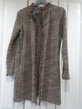 Zara Frayed Edge Boucle Cardigan Jacket Size Small