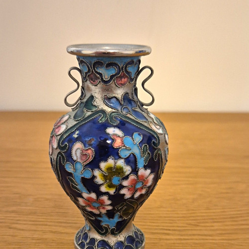 Cloisonne floral blue enamel - cloisonne,