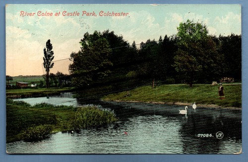 Postcard river colne castle - postcard,