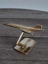 Vintage Brass Concorde Aeroplane. Minature Approx 2" Tall.