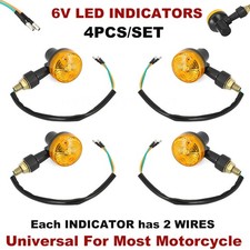 NEW 4PCS LED INDICATORS 6V TURN SIGNAL AMBER MOTORCYCLE BLINKER LIGHTS 6 VOLTS