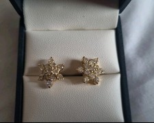 Real Solid 14ct Gold Earrings With Diamond