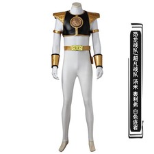 Mighty Morphin Power Rangers Tommy White Rangers Jumpsuit Vest Halloween Suits
