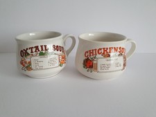 Vintage Recipe Soup Mugs Bowls