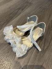 GIRLS MONSOON WHITE IVORY FLOWER GIRL HEELS SHOES SIZE 7 INFANT