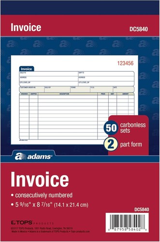 Adams invoice book - invoice, book,