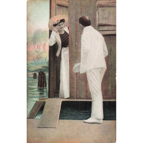 Vtg romantic seaside bathing - seaside,