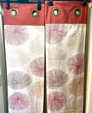 Next Terracotta White Fossil Lined Cotton Curtains 53"W x 72"L (135cm x 183cm)