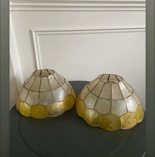 Pair Of Vintage Capiz Shell Lampshade Pendant Ceiling Shades- Interior Design