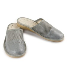 Womens Ladies Slippers Home Shoes Leather Grey Beige White Polskie Kapcie