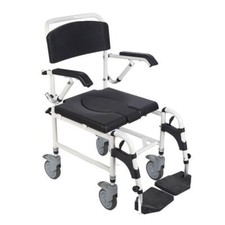 Attendant Mobile wheeled toilet shower commode chair wheelchair with footrests