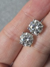 Moissanite 2CT Carat Stone Stud Earrings 925 Sterling Silver VVS1 