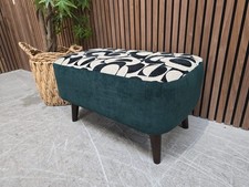 Designer Label Donegal Footstool in Jigsaw Monochrome & Forest Velvet RRP- £395