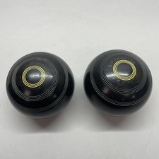 Set of 2 R.G. Lawrie RinkMaster Lawn Bowls | Black with Yellow | Size 3