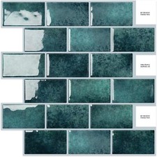 DEWOO Dark Green Peel and Stick on Wall Tiles Stickers Self Adhesive Splashback