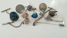 11 x Silver Tie Pins & Tacks  vintage most 925 Sterling 830 Ottoman Coin etc