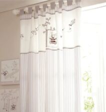 Childrens Neutral Lined Tab Top Curtains, Kids Unisex Izziwotnot Animal Design 
