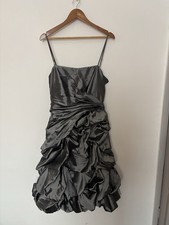 Y2K Cherlone Gunmetal Grey Ruched Satin Party Dress – Size 16 