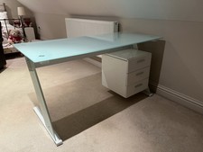 John Lewis White Metal And Glass Zane Desk With 3 Drawers