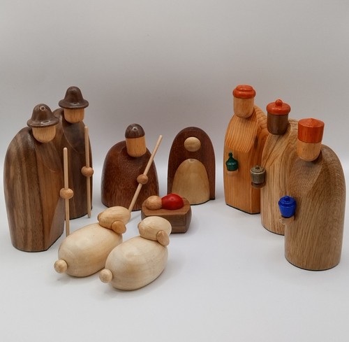 Handmade woodturned nativity - handmade,