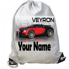 Kids Personalised BUGATTI VEYRON  kOOLART Gym Swimming Football PE School Bag!