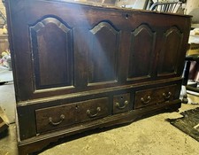 Large 18th-Century Georgian Oak Mule Chest 3 Drawers, Original Lovely Patina