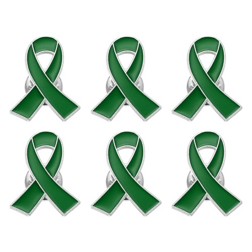 Green ribbon awareness pin - green,