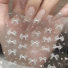 1-Pack Elegant Pearl Bow Nail