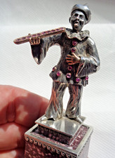 EXCEPTIONAL ANTIQUE AUSTRIAN CLOWN SOLID SILVER, GOLD, RUBY & DIAMOND STATUE