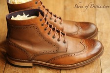 Ted Baker Sealls Tan Brown Leather Derby Brogue Boots Shoes UK 9 F US 10 EU 43