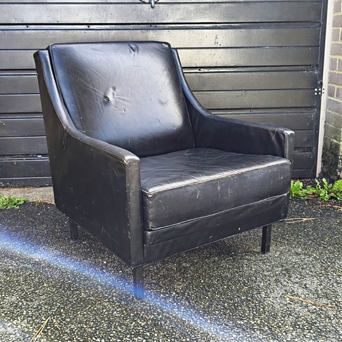 Mid century black leather - mid,