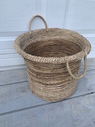 Large vintage woven basket - vintage,