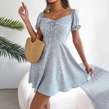 Womens Boho Floral A-Line Mini